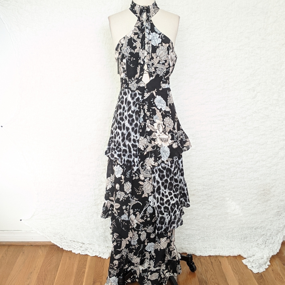 AFRM Mixed Floral Leopard Maxi Dress